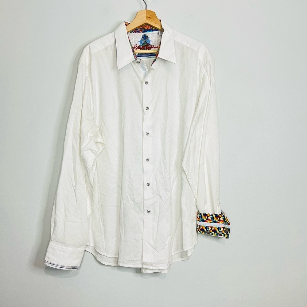 Robert Graham White Flip Cuff Casual Button Up 2XL